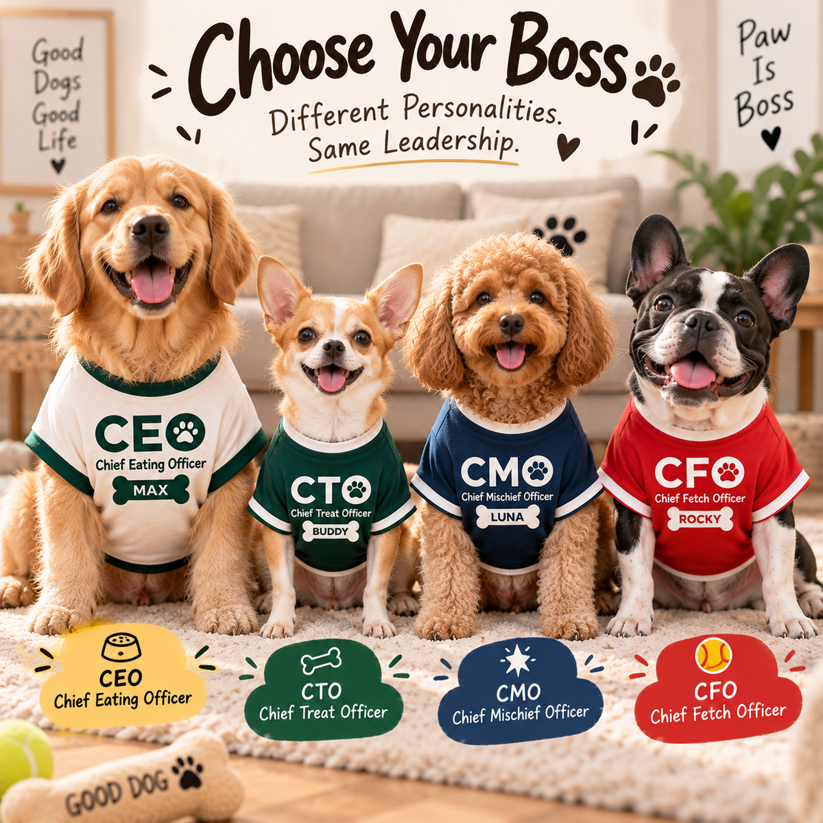 Personalized Dog Boss T-Shirt – Choose Their Official Job Title