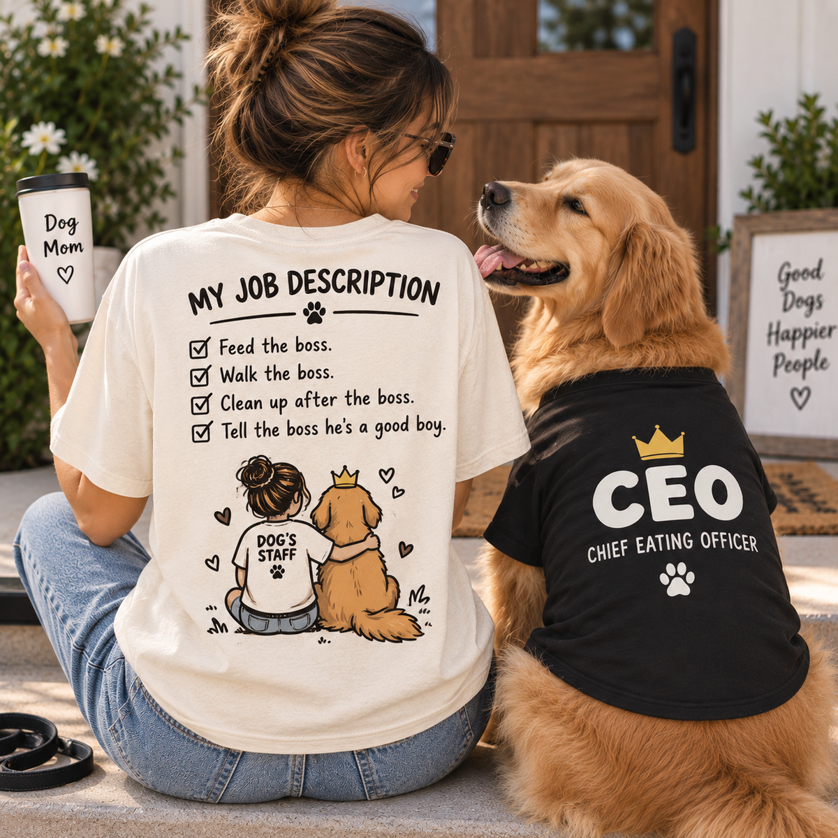My Job Description Dog's Staff T-Shirt – Funny Dog Mom Shirt, Dog Lover Gift