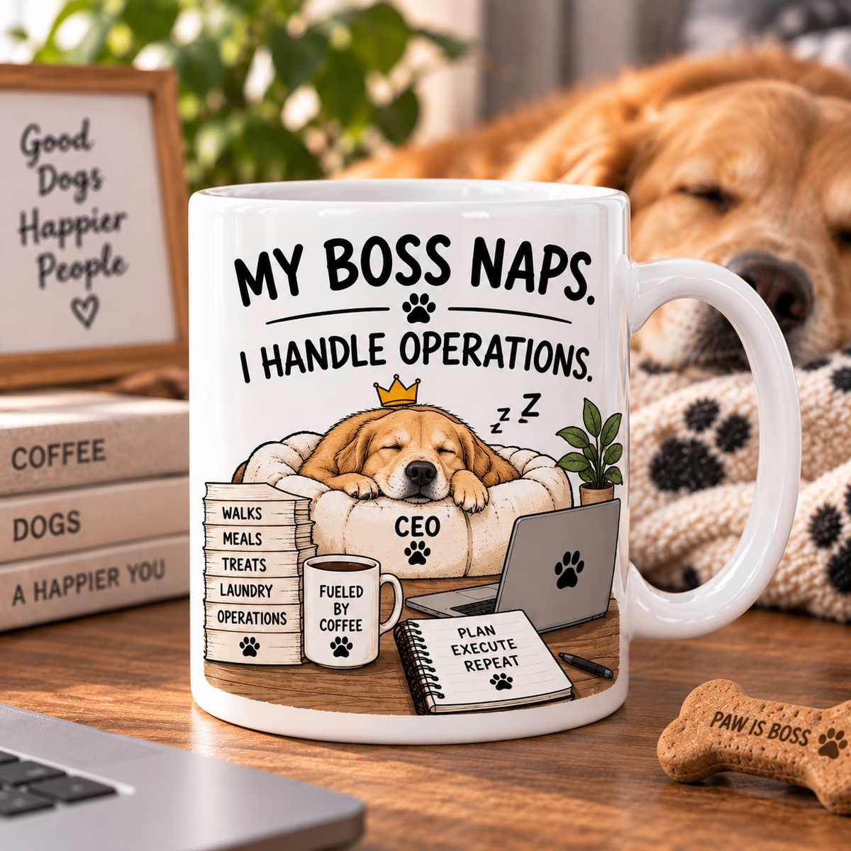 My Boss Naps I Handle Operations Mug – Funny Dog Lover Coffee Mug, Dog Mom & Dog Dad Gift